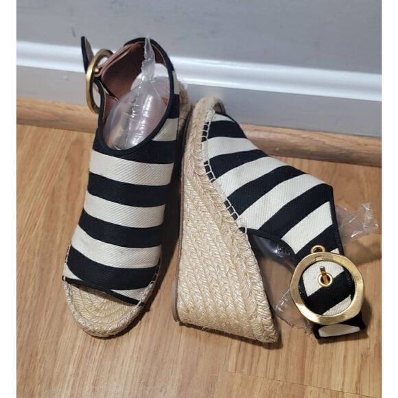 CELINE- Sandals - Stripes Wedge 6 - Picture 1 of 11